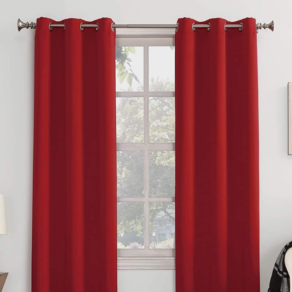 Sun Zero Easton Energy Saving Blackout Grommet Curtains 40x63 RedLike New.